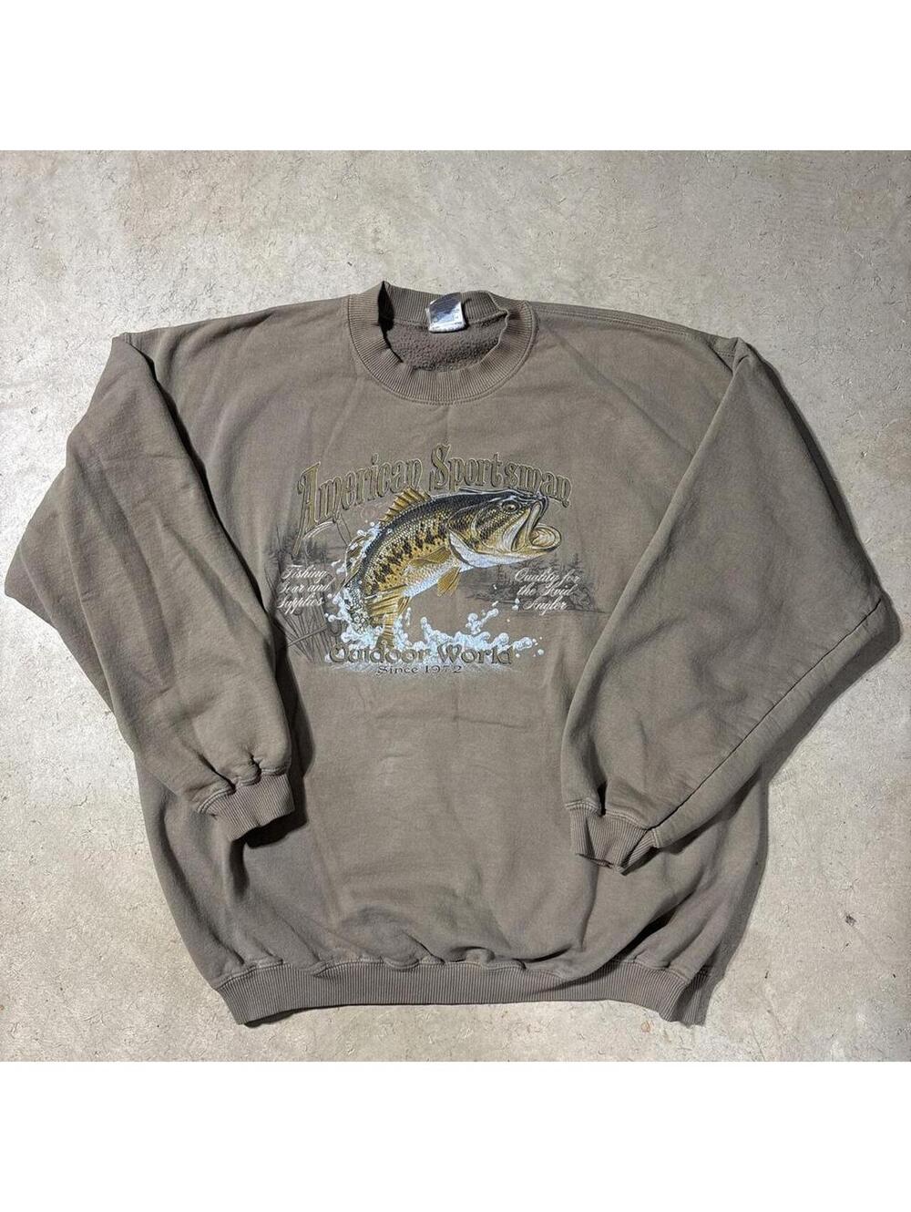 Vintage Y2K Bass Pro Shops American Sportsman Fishing Sweatshirt Men's XL